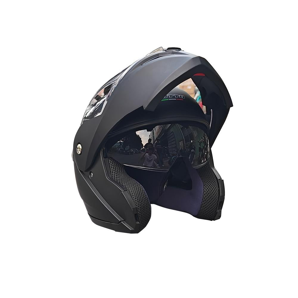 TUTTO 111 หมวกกันน็อคเปิดคาง หมวกันน๊อค หมวกกันน๊อคเต็มใบ Helmet กระจก2ชั้นHD สีดำด้าน