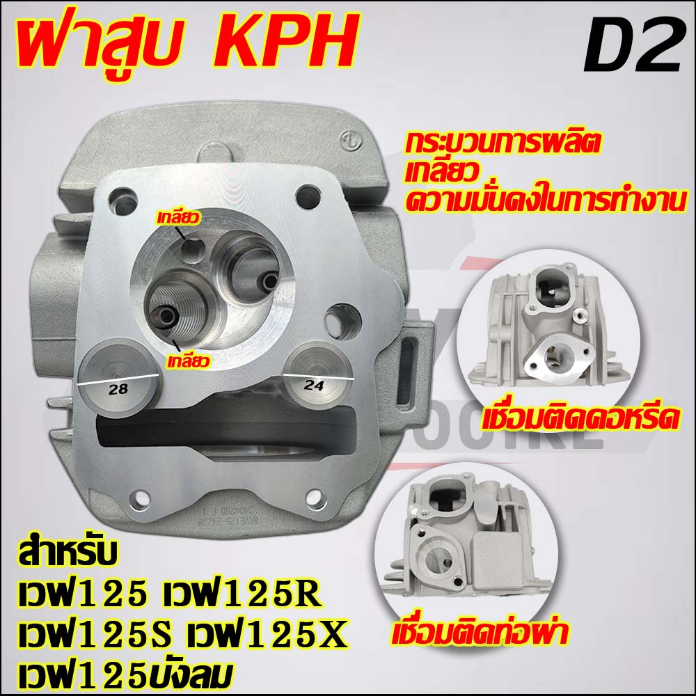 ฝาสูบเวฟ125 เกลียว/CNC วาล์ว 24/28 รุ่น  เวฟ125R/S/X,ไฟเลี้ยวบังลม