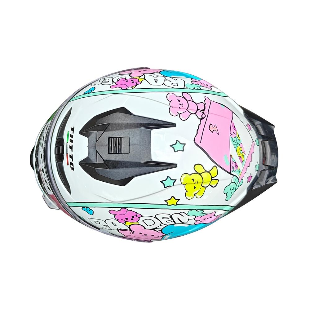 หมวกกันน็อคคู่รัก TUTTO K7 2025 รุ่น Doll Bear pink-white หมวกกันน็อคเต็มใบ ผู้หญิงน่ารัก วัสดุ ABS มาตรฐาน DOT ปลอดภัย แถมฟรี ถุงมือและปลอกแขนกันน้ำแข็ง