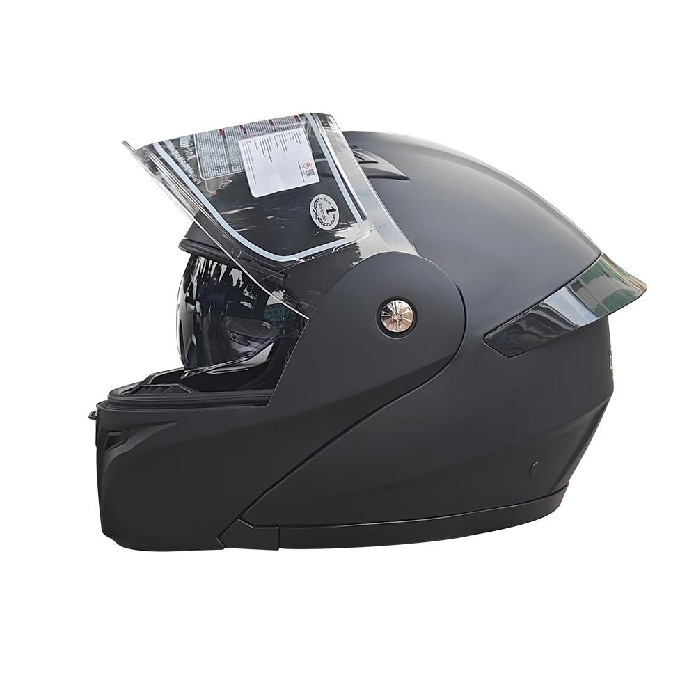 TUTTO 111 หมวกกันน็อคเปิดคาง หมวกันน๊อค หมวกกันน๊อคเต็มใบ Helmet กระจก2ชั้นHD สีดำด้าน