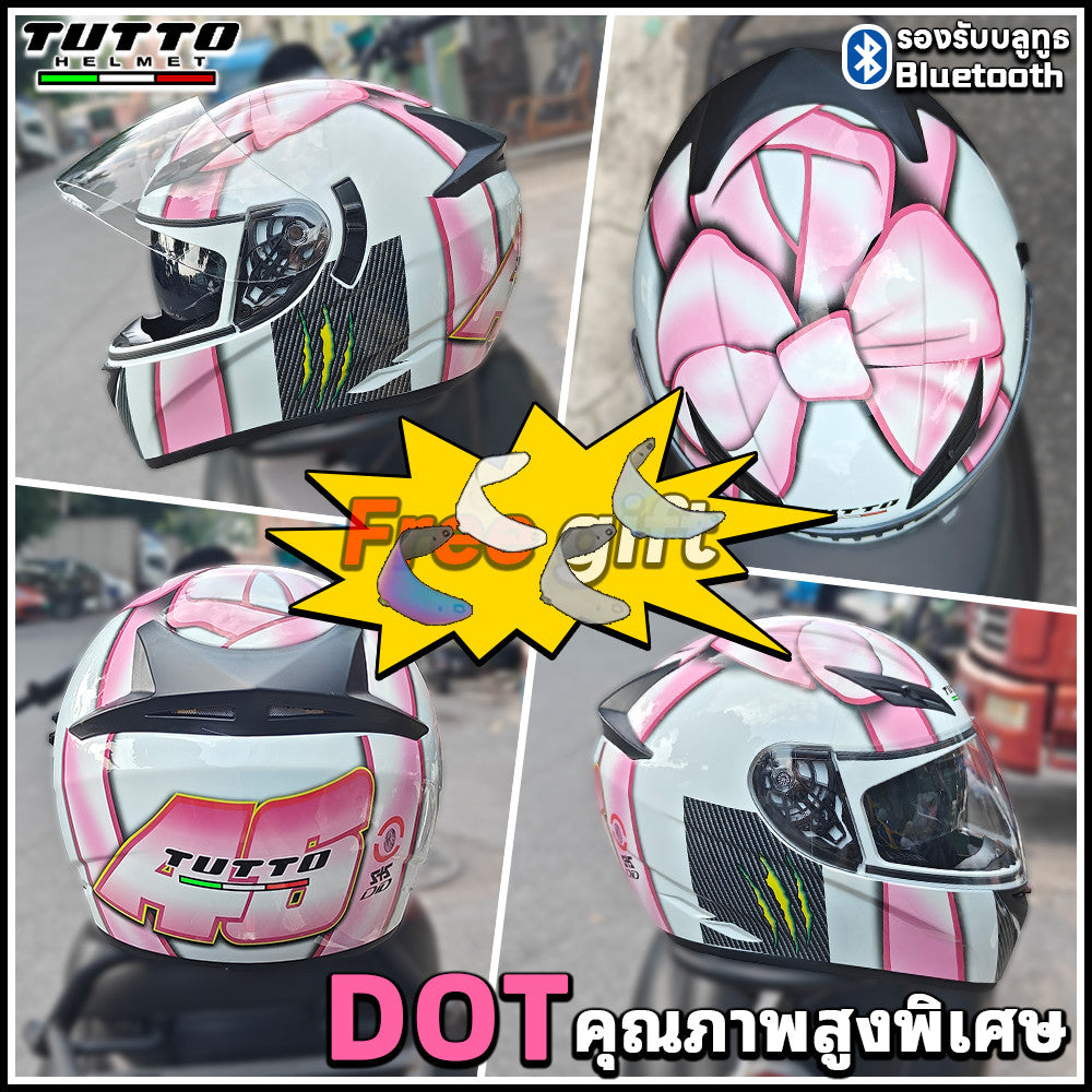 TUTTO K3 ส่งของแถมชิวหน้าฟรี มูลค่า200฿ หมวกกันน็อคเต็มใบ  หมวกกันน๊อค รถจักรยานยนต์ แว่น2ชั้น ชิวใส