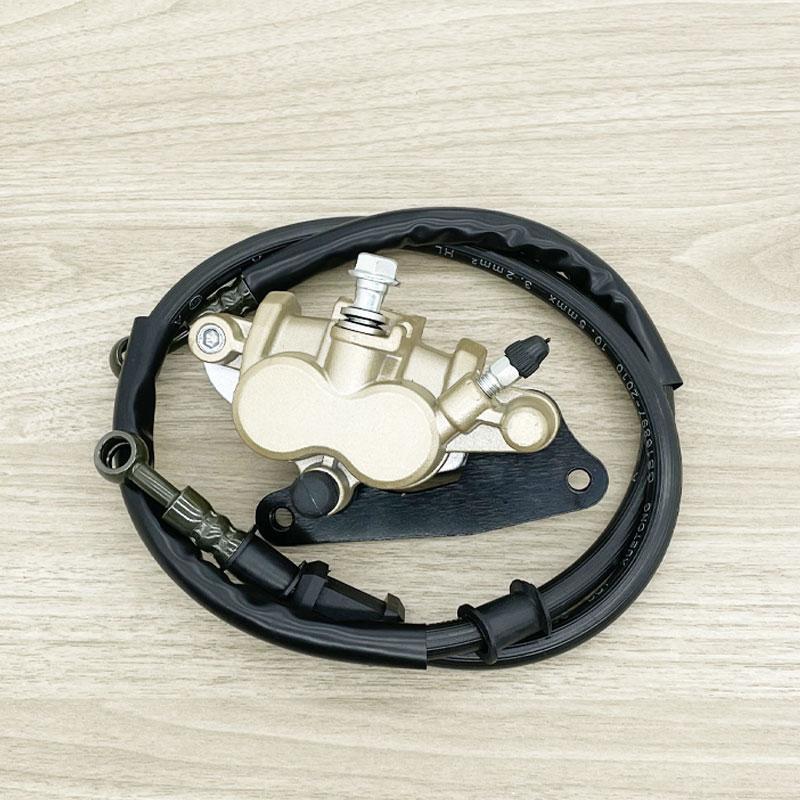 Wave 125/Wave 100s front disc brake conversion kit. Includes: front shocks, front disc, lower pump, speedometer gear set, disc brake hose, Wave 125 upper pump, disc brake rotor, and front caliper.