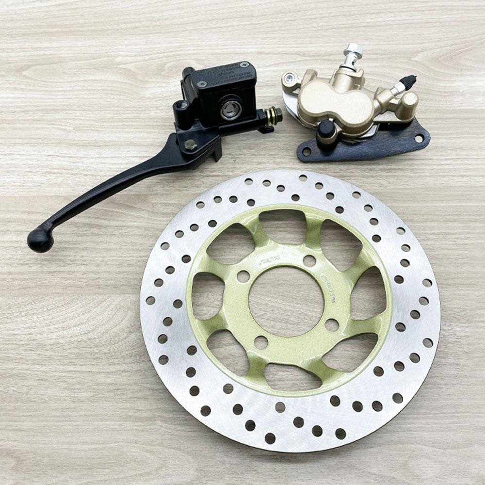 6-piece Value Set: Front shock assembly for Wave 125 R, S, X / Wave 100S. Includes front shock, lower pump, upper pump, speedometer housing set, disc brake hose, and disc brake rotor. Wave 125.