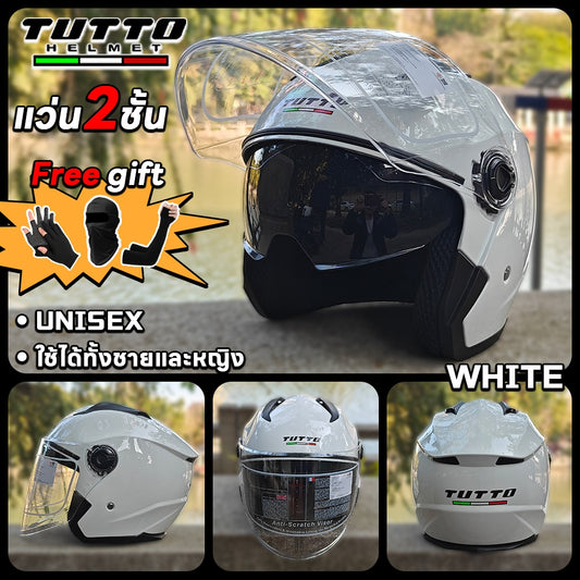 TUTTO 603 รุ่นใหม่ หมวกกันน็อค หมวกกันน็อคขี่มอเตอร์ไซค์ เลนส์คู่ หมวกกันน็อกเบา วินเทจและทันสมัย Motorcycle หมวกนิรภัย